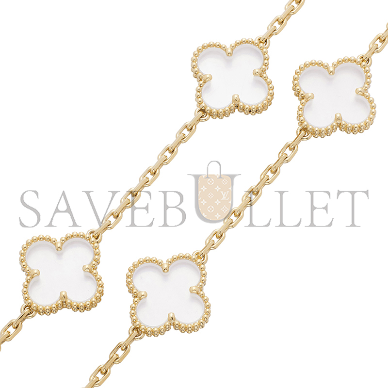 VAN CLEEF ARPELS VINTAGE ALHAMBRA LONG NECKLACE, 20 MOTIFS GOLD AND ROCK CRYSTAL